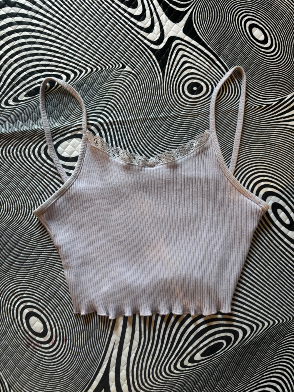 Women’s Lace-Trim Ribbed Tank Top - Lavender